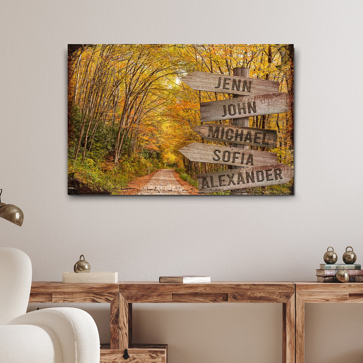 Autumn Road Family Name Sign Style 2 - Image by Tailored Canvases
