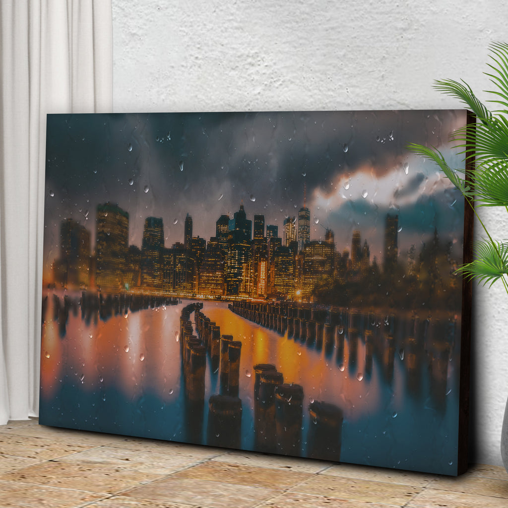 Rainy City Skyline Canvas Wall Art by Tailored Canvases 