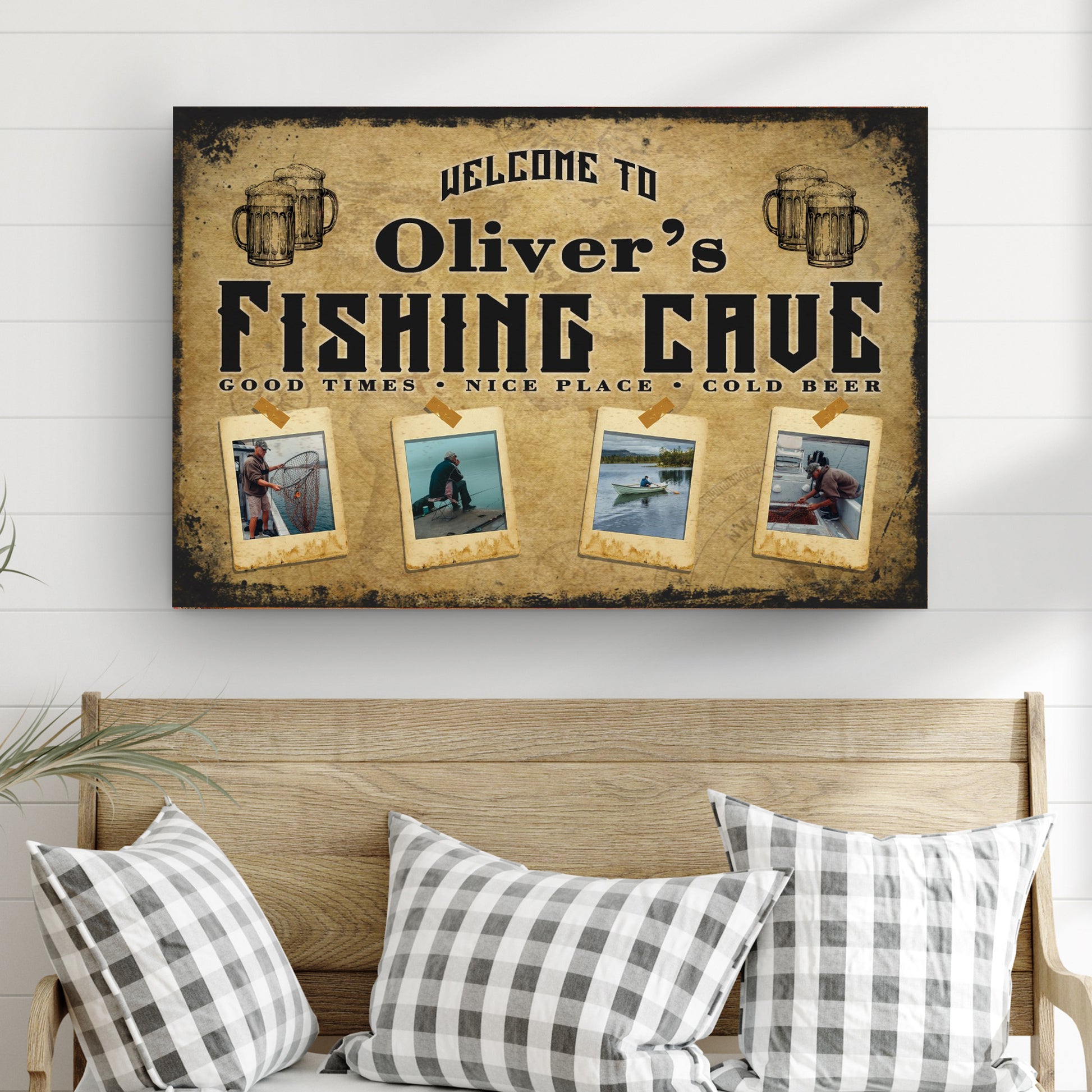 Welcome Fishing Cave Sign Style 2 - Image by Tailored Canvases