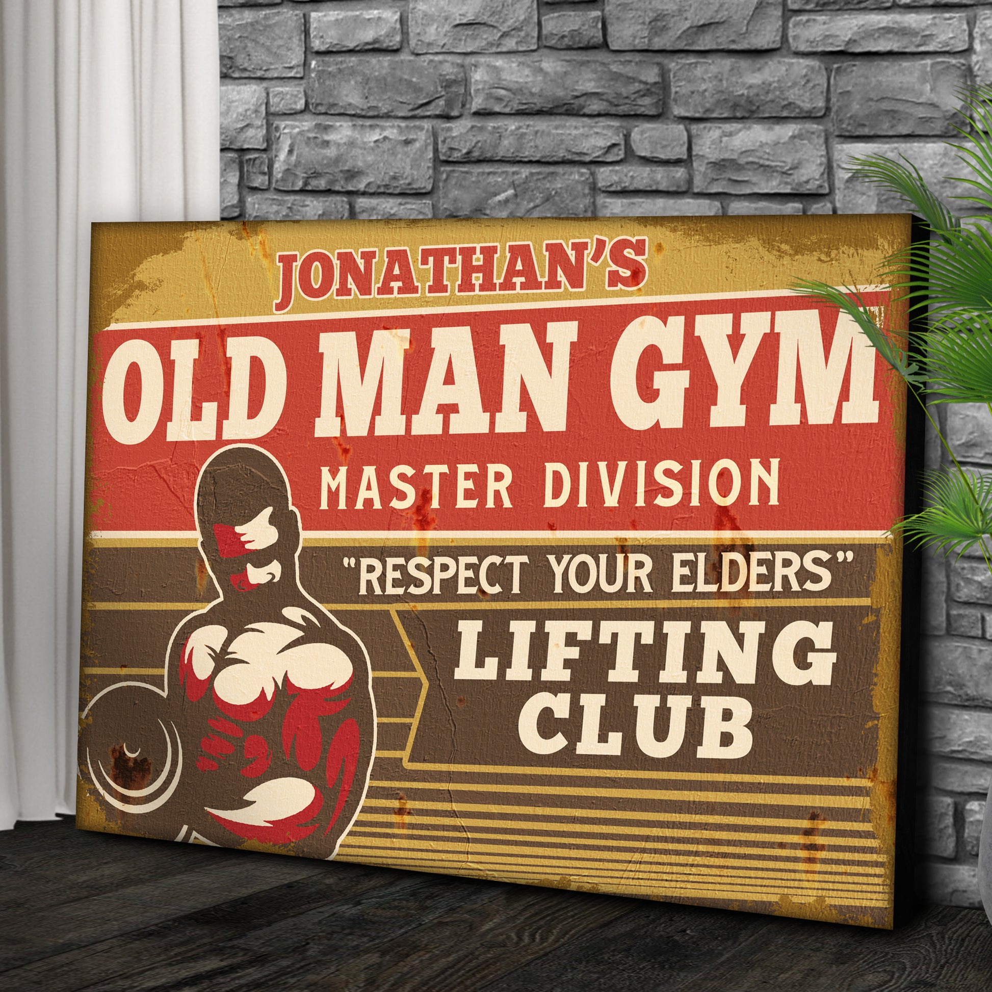 Old Man Gym Lifting Club Sign II Style 1 - Image by Tailored Canvases