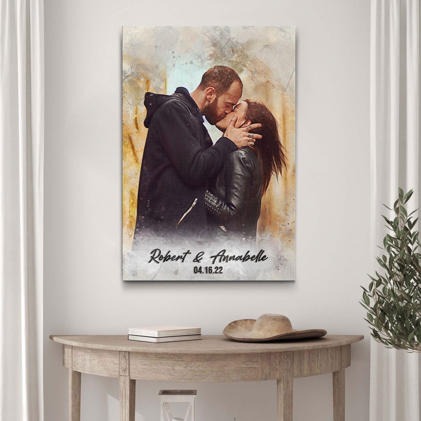 Couple Watercolor Portrait Sign II Style 2 - Image by Tailored Canvases