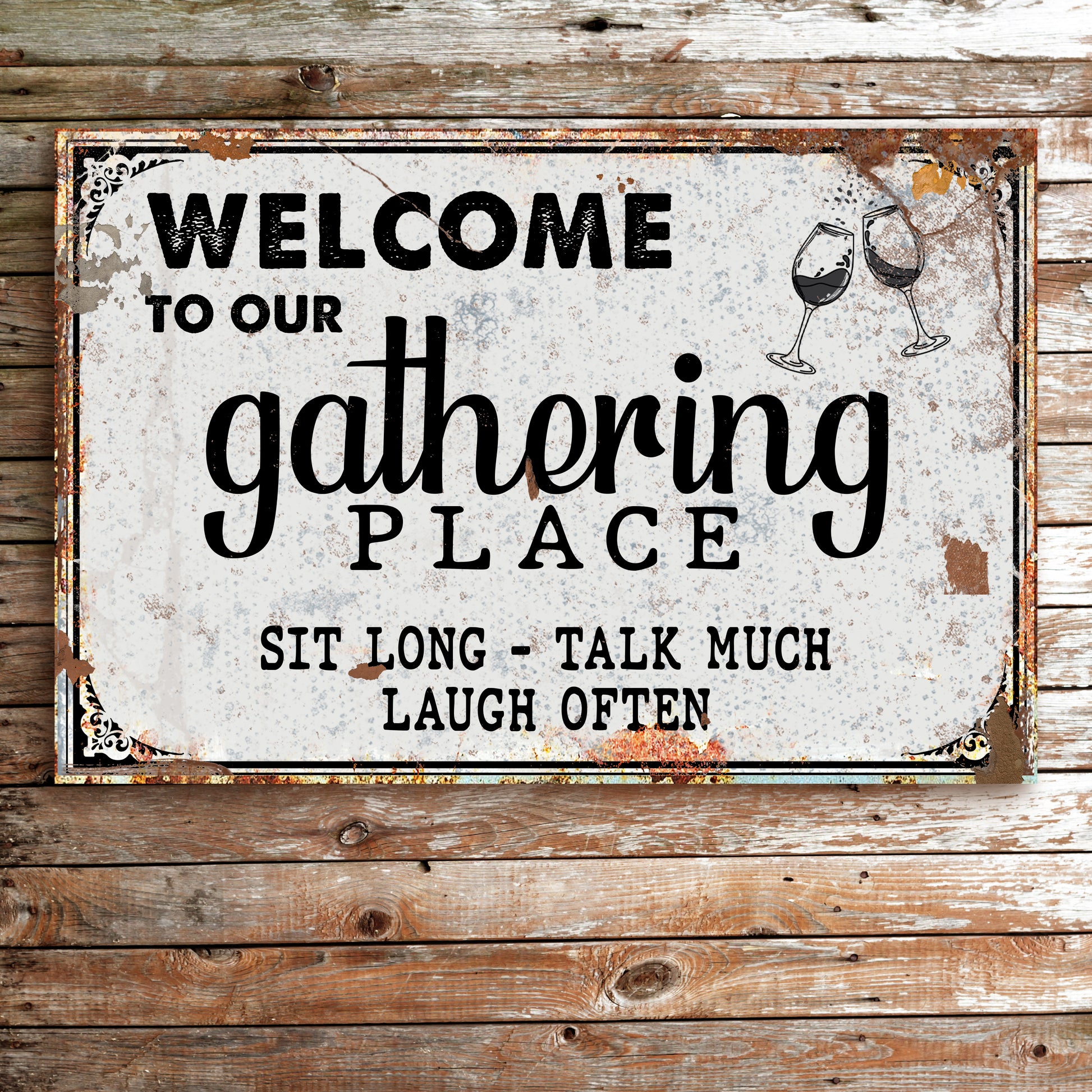 Welcome To Our Gathering Place Sign Style 1 - Image by Tailored Canvases