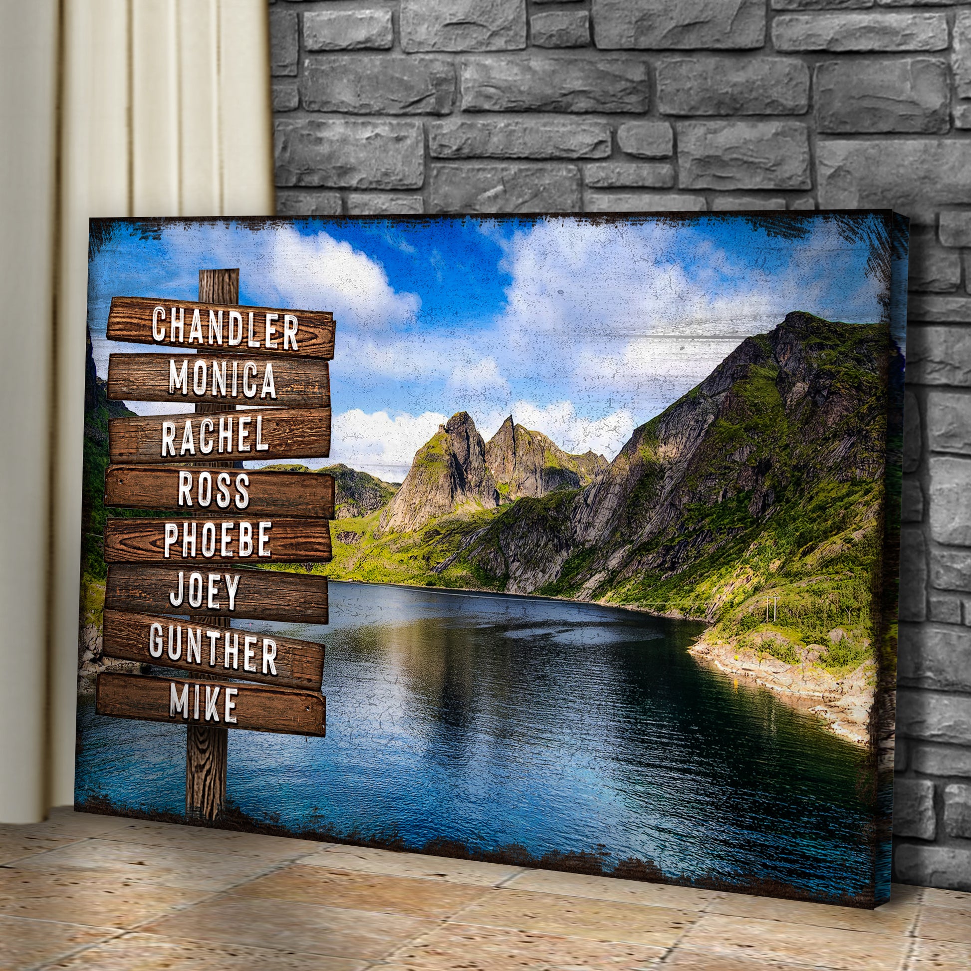 Mountain Lake Family Name Sign Style 1 - Image by Tailored Canvases