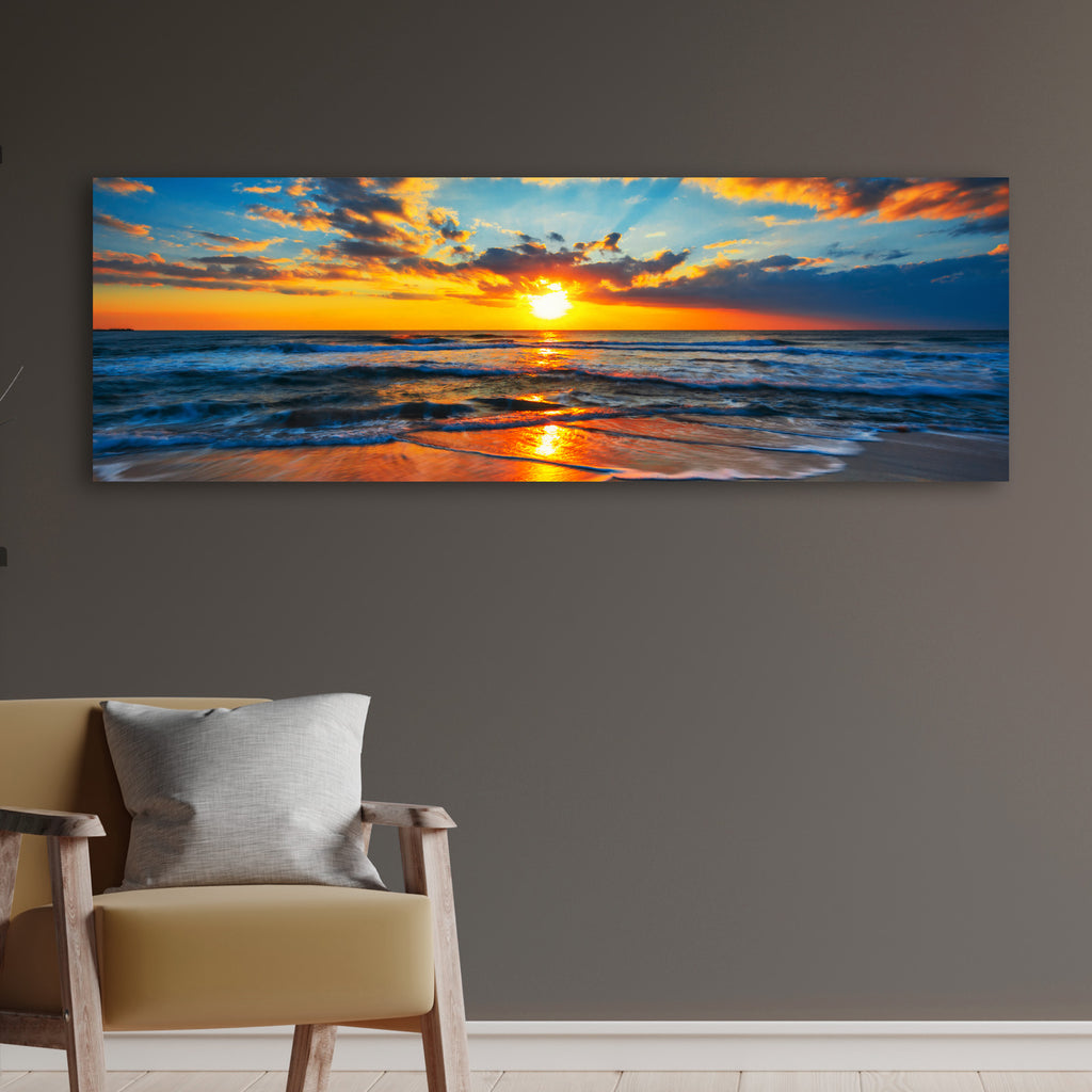Sunrise On Atlantic Ocean Canvas Wall Art II by Tailored Canvases