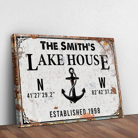 Family Lake House Anchor (Ready to hang) - Wall Art Image by Tailored Canvases