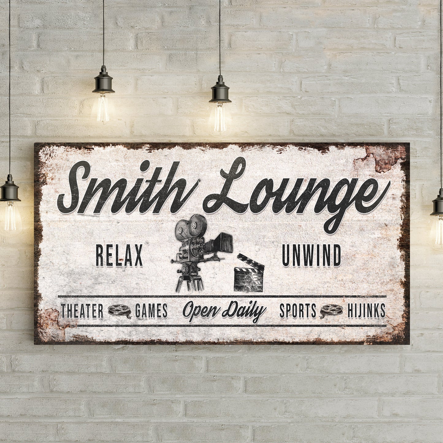 Relax Unwind Theatre Lounge Sign Style 2 - Image by Tailored Canvases