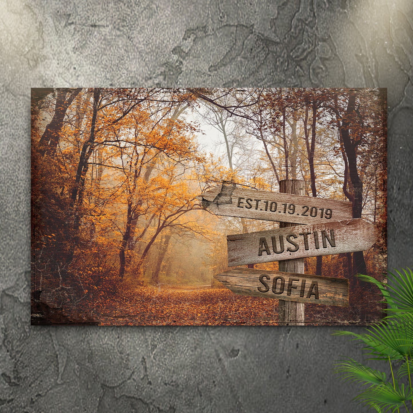 Autumn Road Couple Name Sign - Image by Tailored Canvases