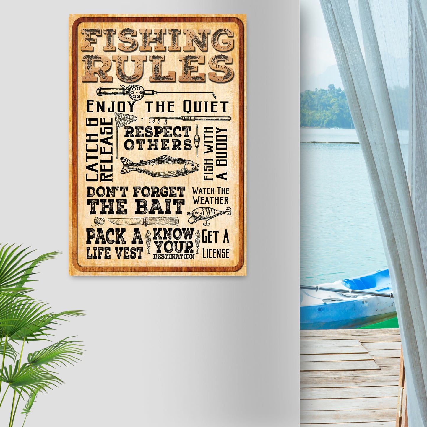 Fishing Rules Sign II Style 2 - Image by Tailored Canvases