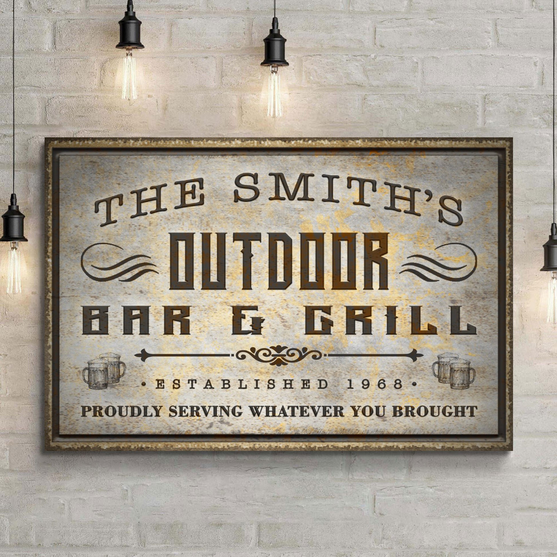 Family Outdoor Bar And Grill Sign III | Customizable Canvas - Image by Tailored Canvases