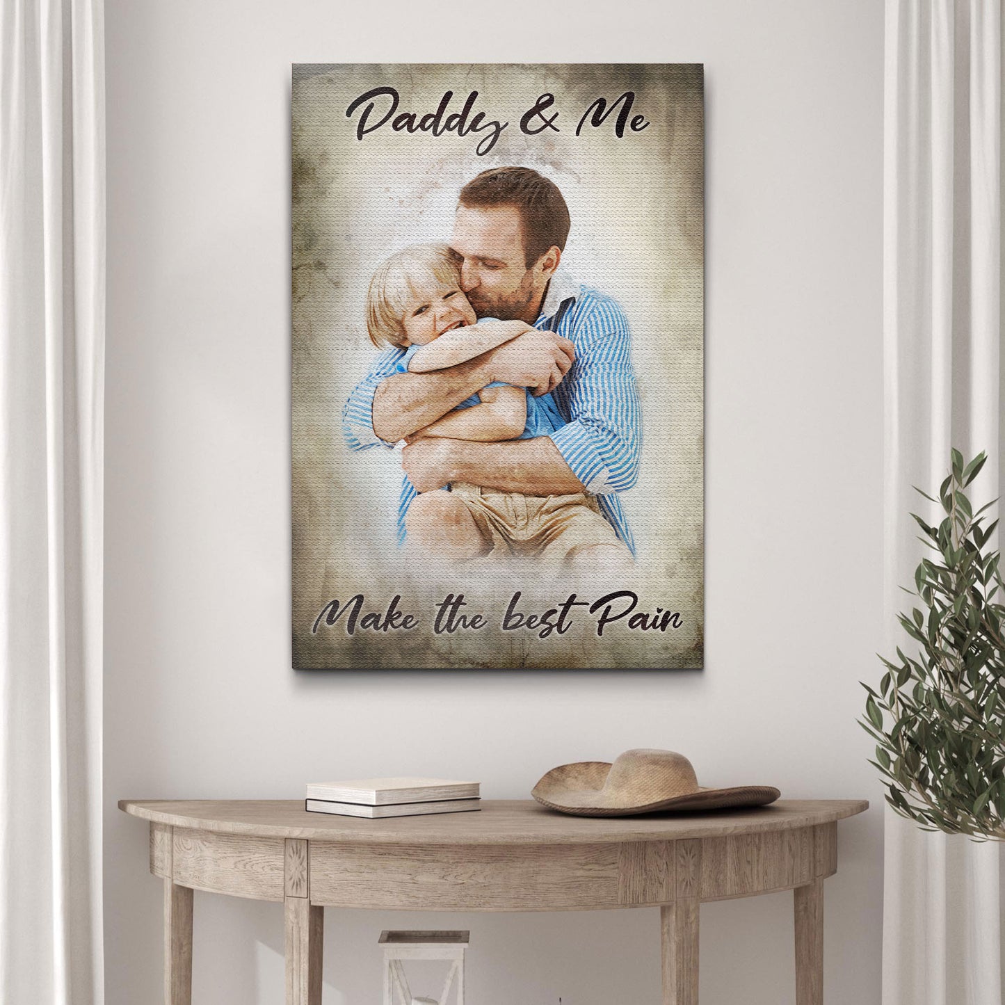 Daddy And Me Make The Best Pair Watercolor Portrait Sign Style 1 - Image by Tailored Canvases