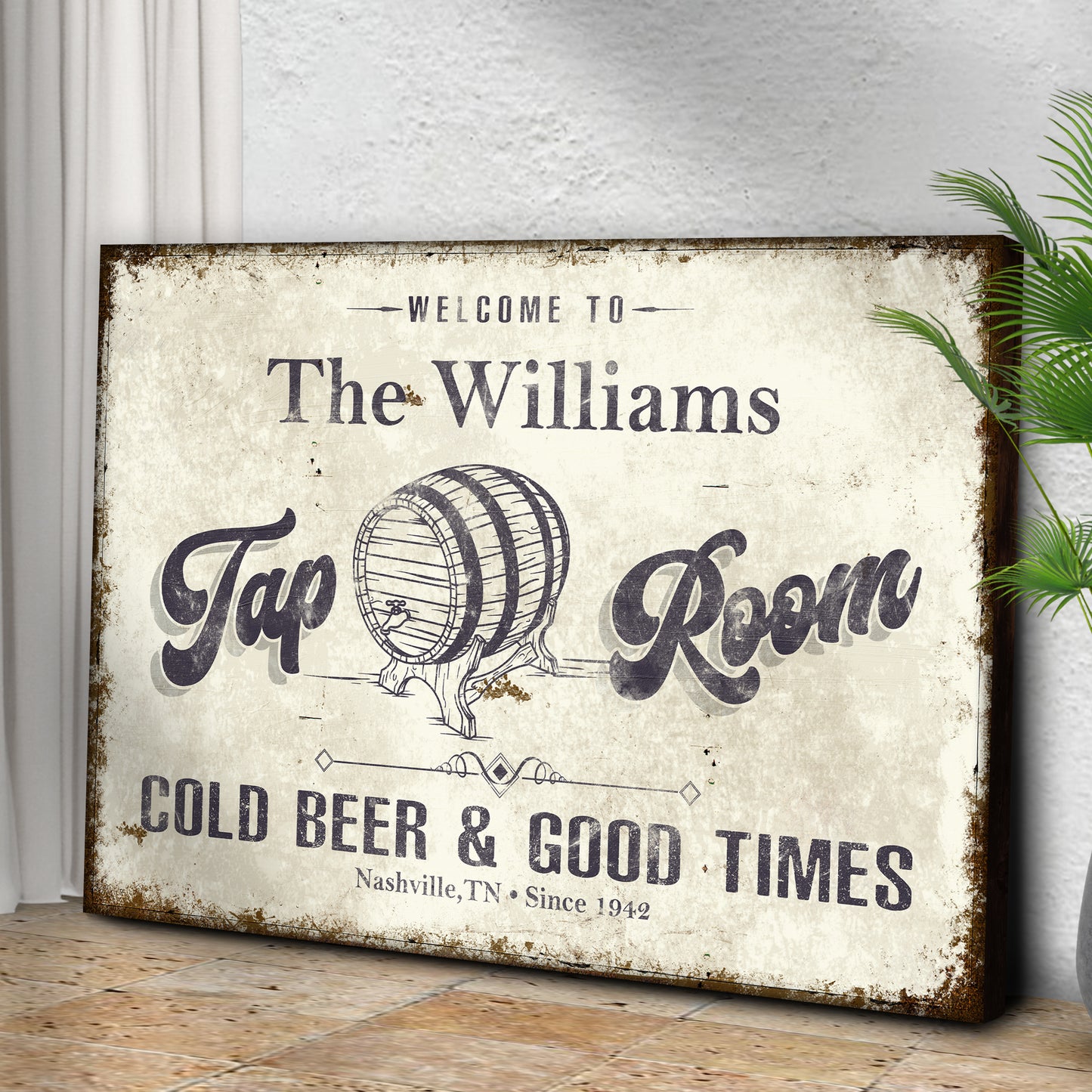 Welcome To Family Tap Room Sign