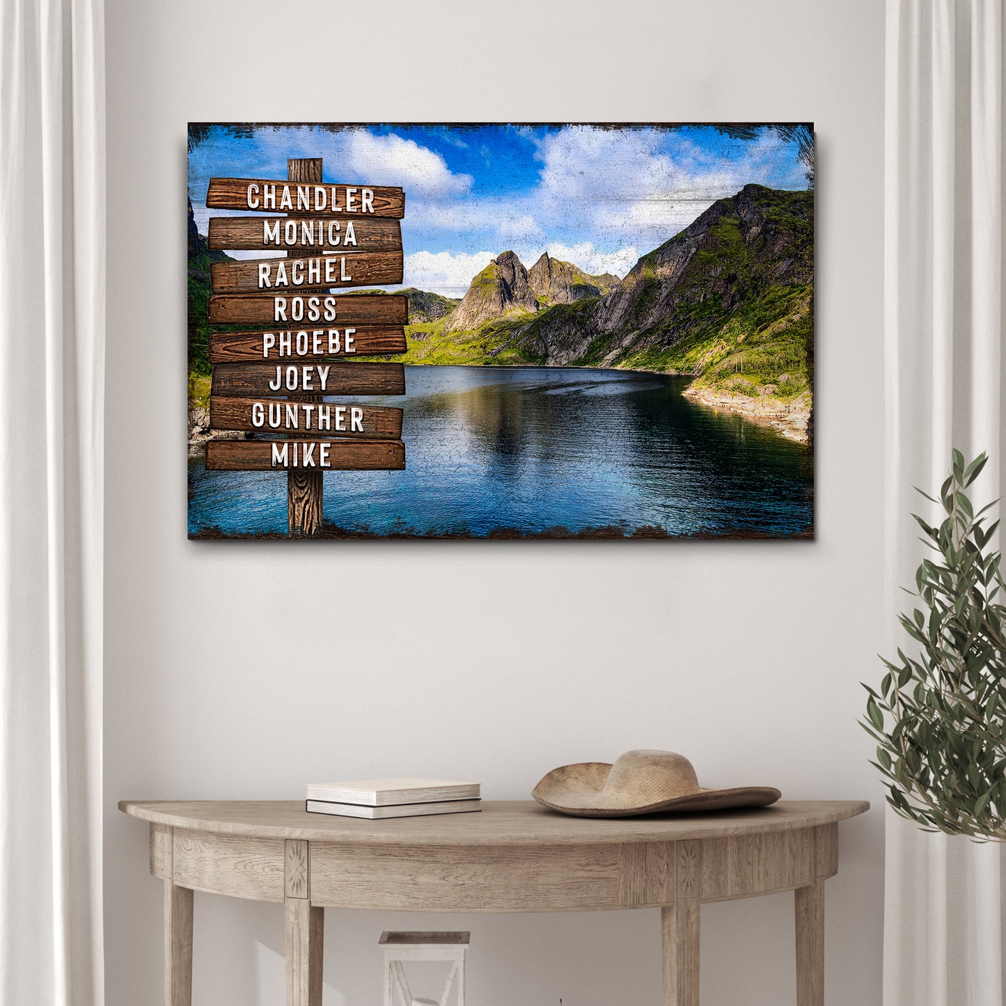 Mountain Lake Family Name Sign Style 2 - Image by Tailored Canvases