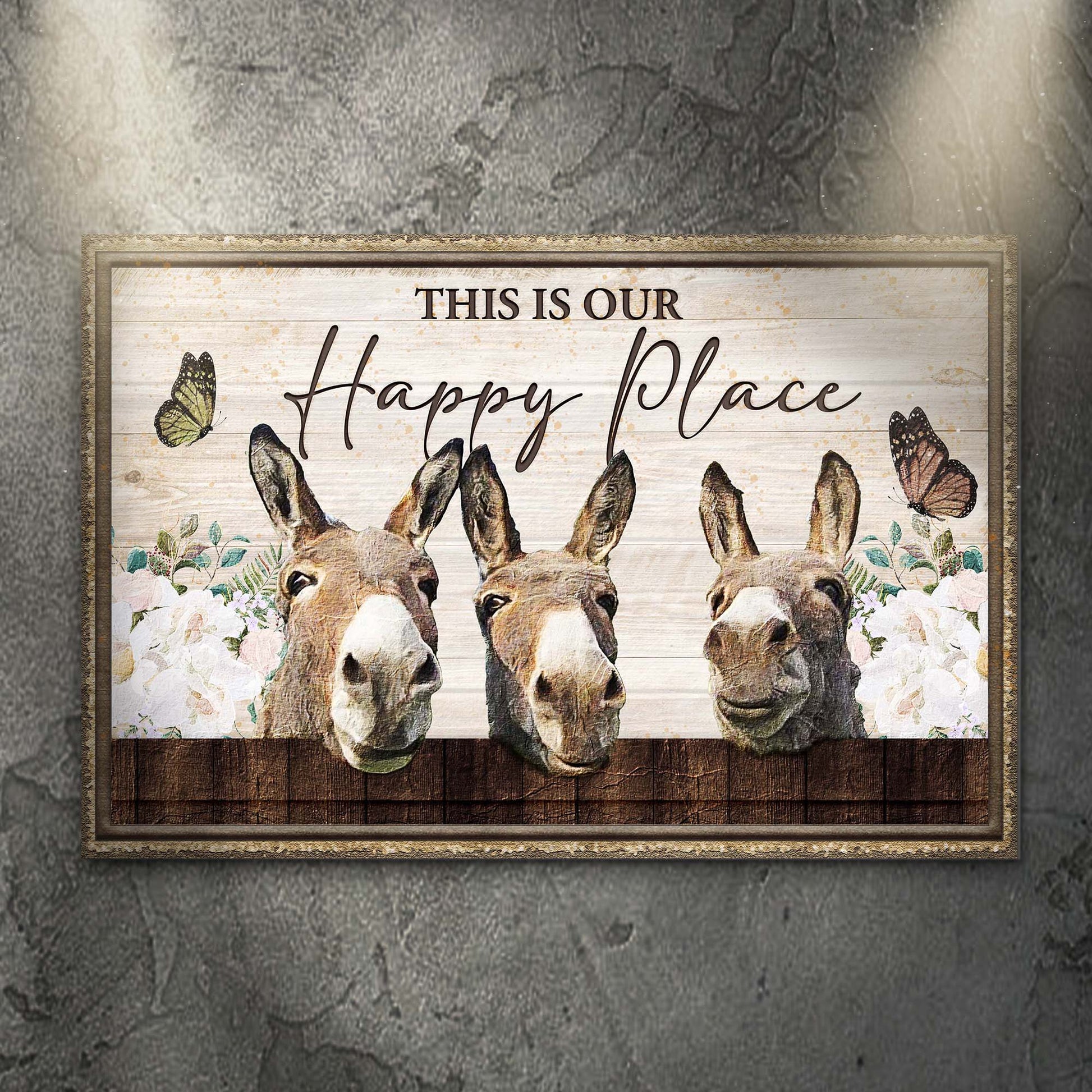 This Is Our Happy Place Donkey Sign Style 1 - Image by Tailored Canvases