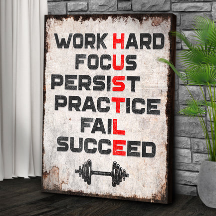 HUSTLE Motivational Portrait Sign II - Image by Tailored Canvases
