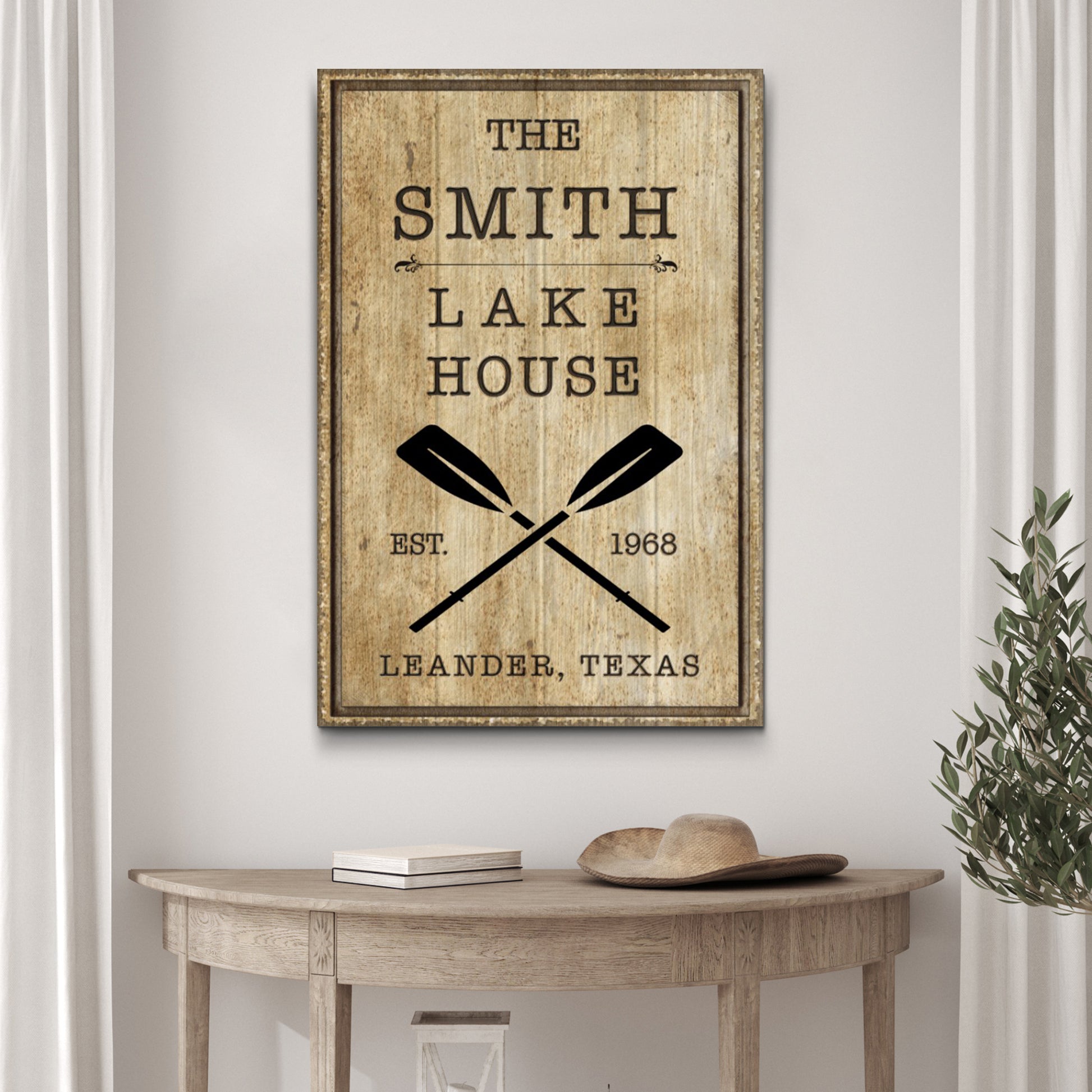 Family Lake House Rustic Sign II | Customizable Canvas Style 2 - Image by Tailored Canvases