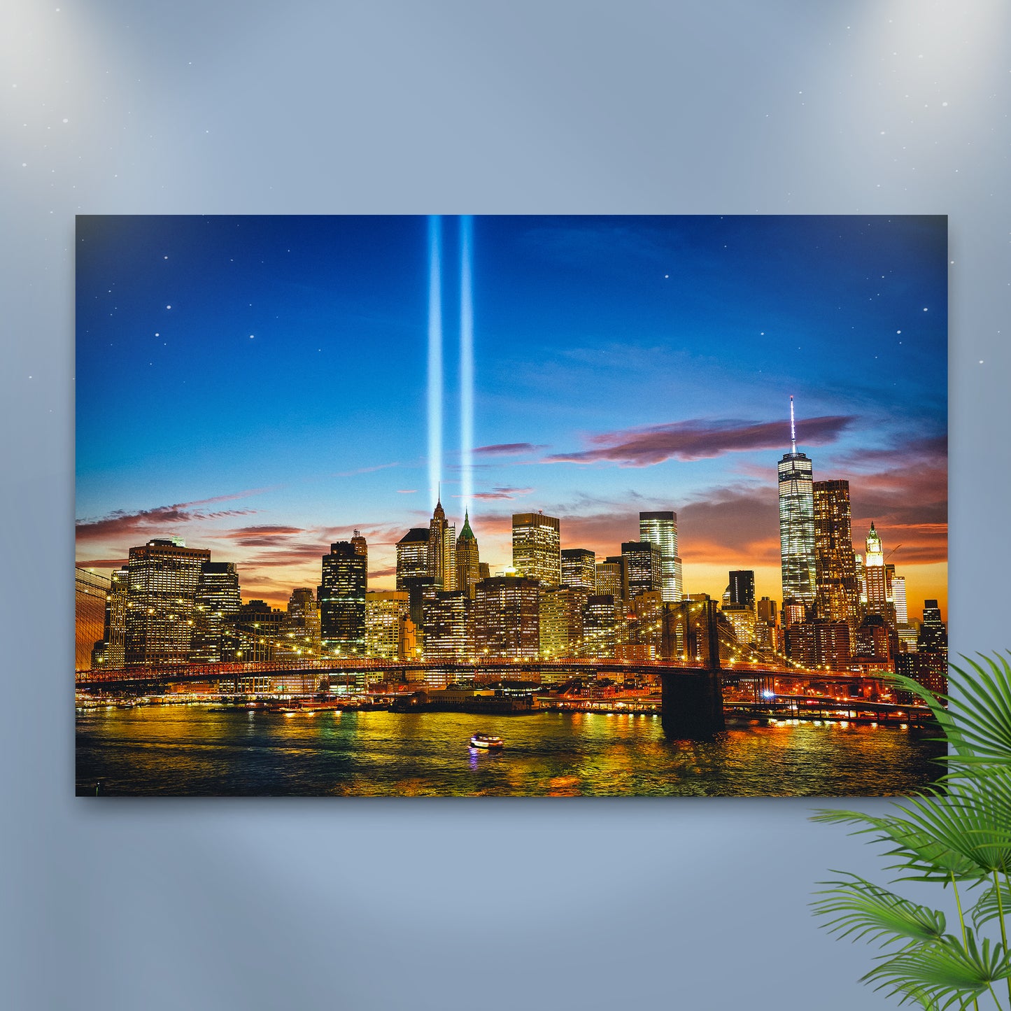 Manhattan Night Skyline Canvas Wall Art - Image by Tailored Canvases