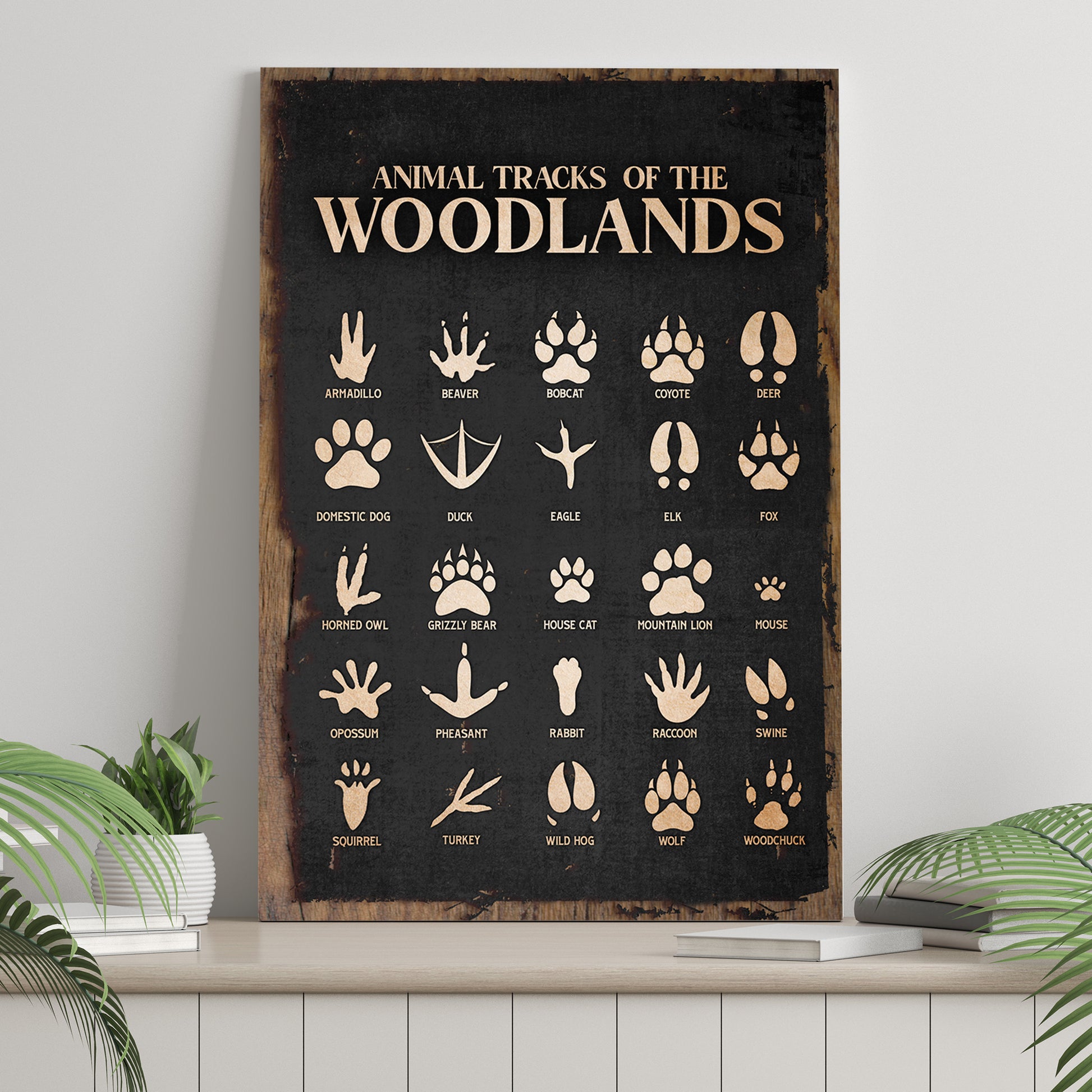 Animal Tracks Of The Woodlands Sign II Style 1 - Image by Tailored Canvases