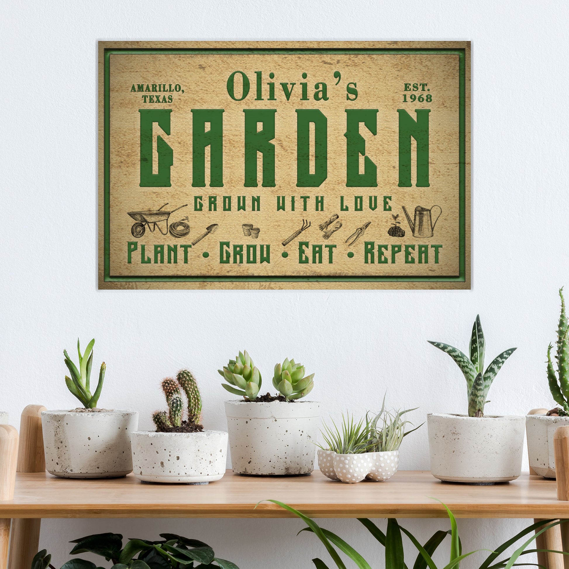 Plant, Grow, Eat, Repeat Garden Sign - Image by Tailored Canvases