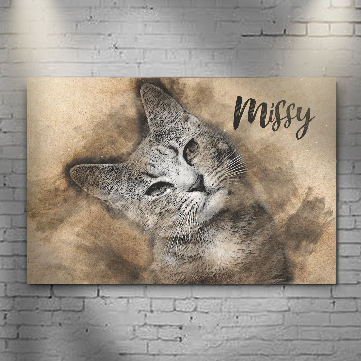 Cat Portrait Pencil Drawing Sign - Image by Tailored Canvases