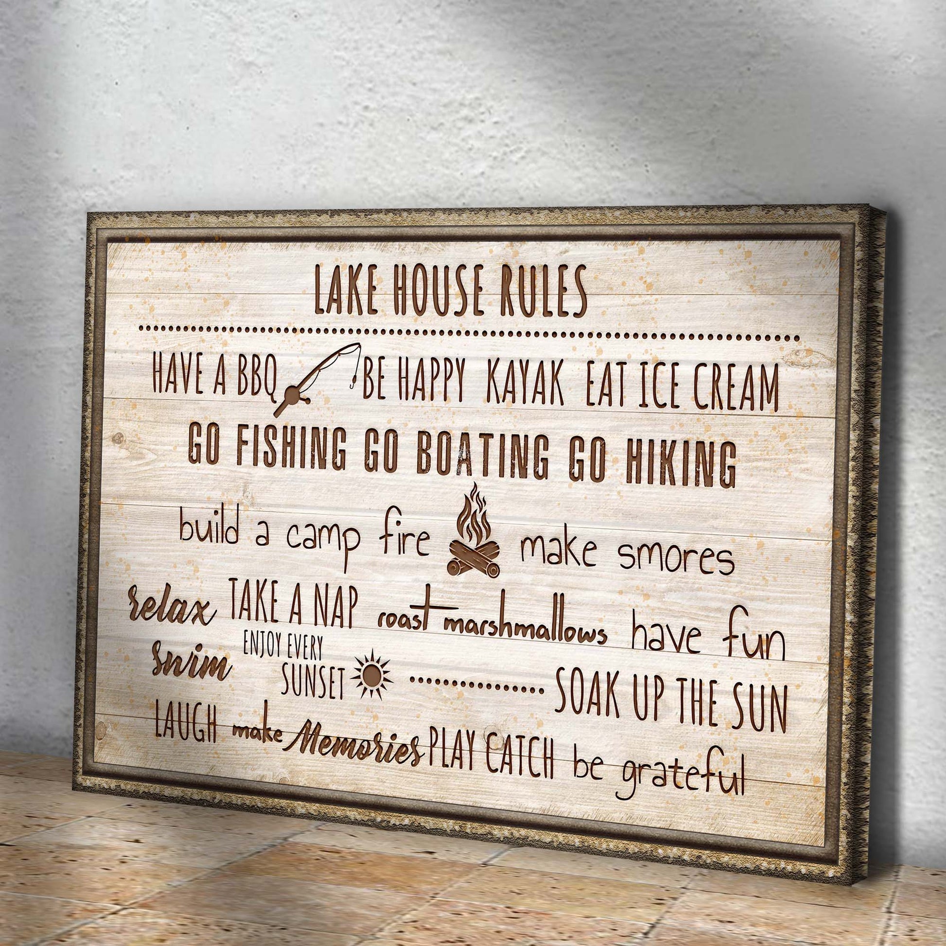 Lake House Rules Sign Style 2 - Image by Tailored Canvases