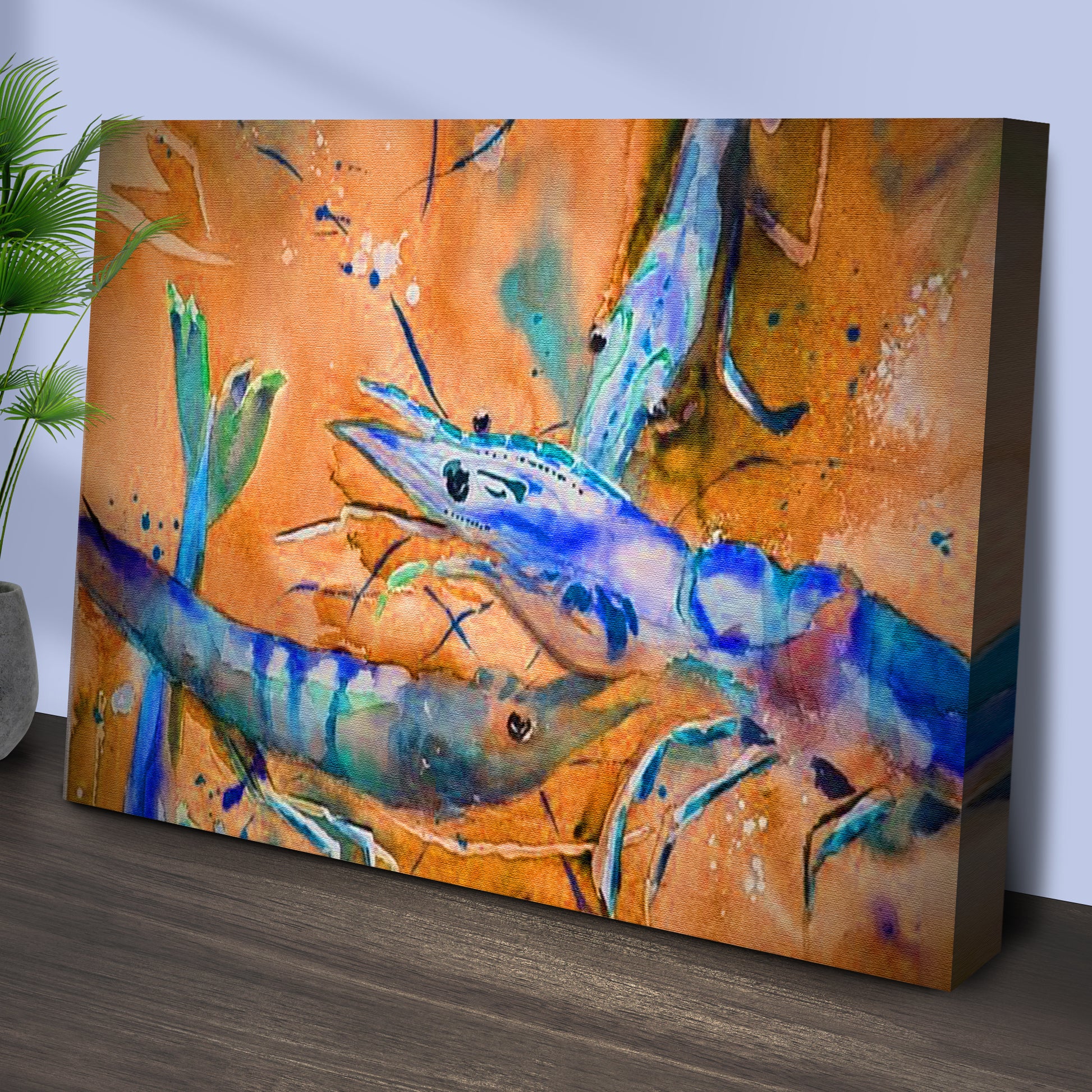 Shrimp Watercolor Painting Wall Art II Style 2 - Image by Tailored Canvases