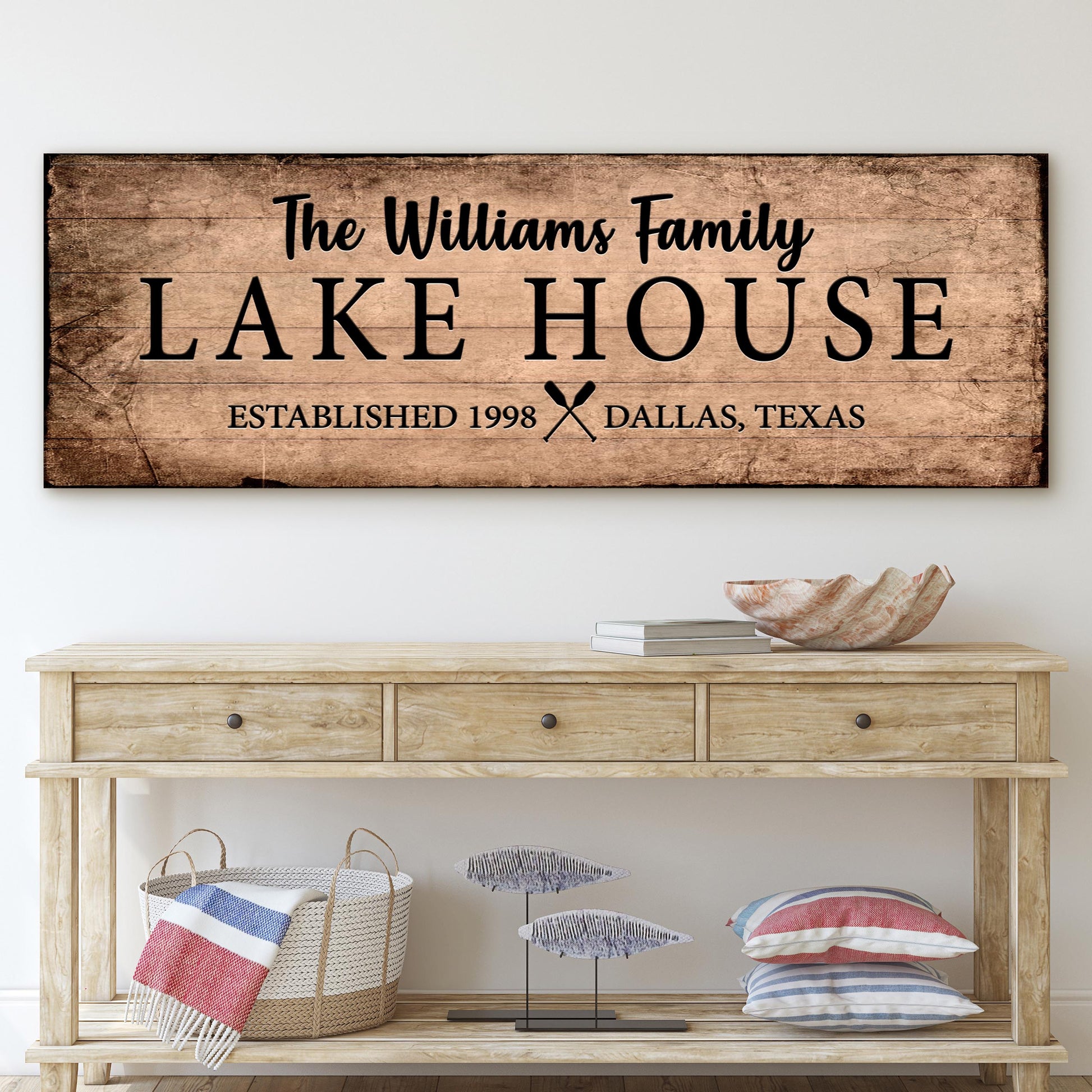 Family Lake House Sign (READY TO HANG) - Wall Art Image by Tailored Canvases