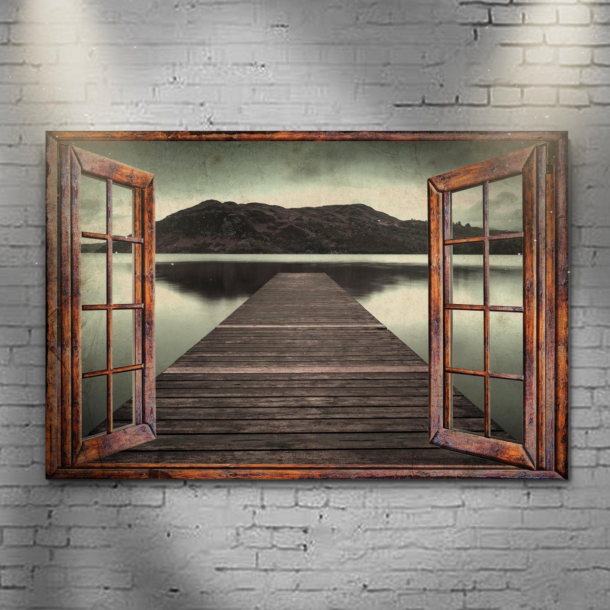 Calm Lake View By The Window Canvas Wall Art - Image by Tailored Canvases