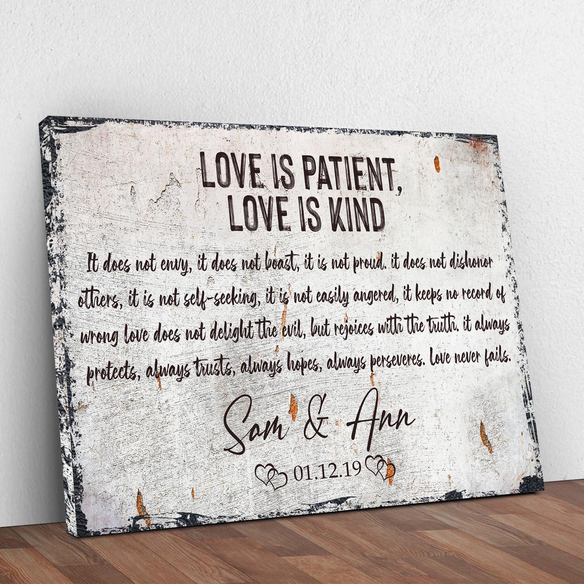 Love Is Patient, Love Is Kind Sign Style 2 - Image by Tailored Canvases