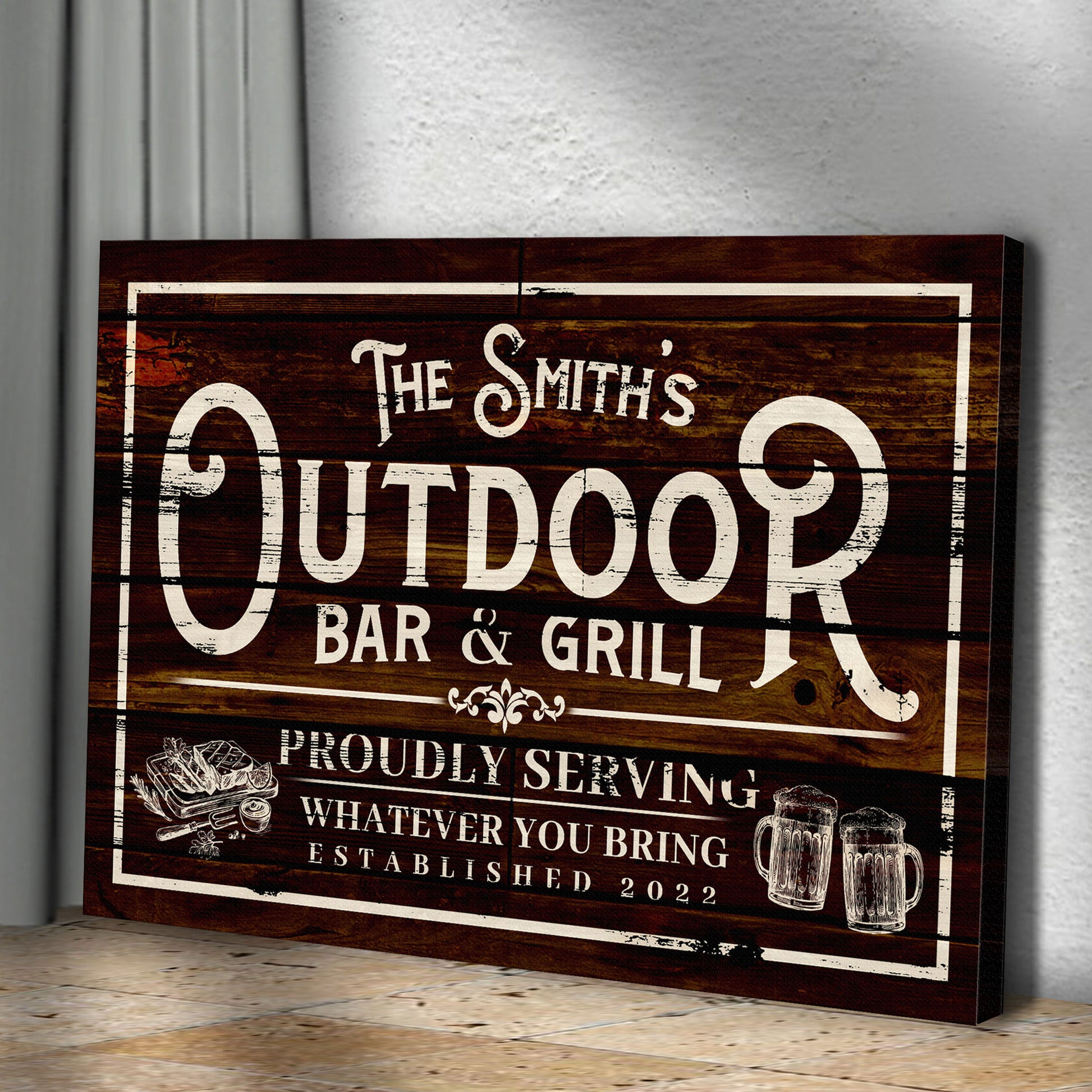 Family Outdoor Bar And Grill Sign II | Customizable Canvas Style 1 - Image by Tailored Canvases