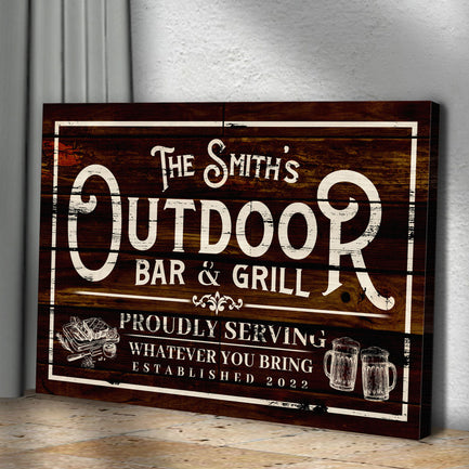 Family Outdoor Bar And Grill Sign II | Customizable Canvas - Image by Tailored Canvases