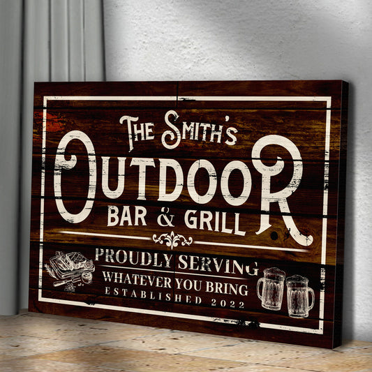 Family Outdoor Bar And Grill Sign II | Customizable Canvas - Image by Tailored Canvases
