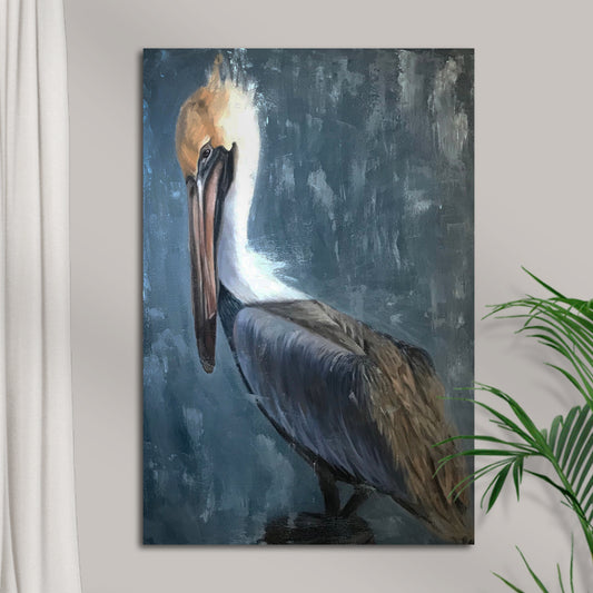 Pelican Painting "The Fish Catcher" Wall Art - Image by Tailored Canvases