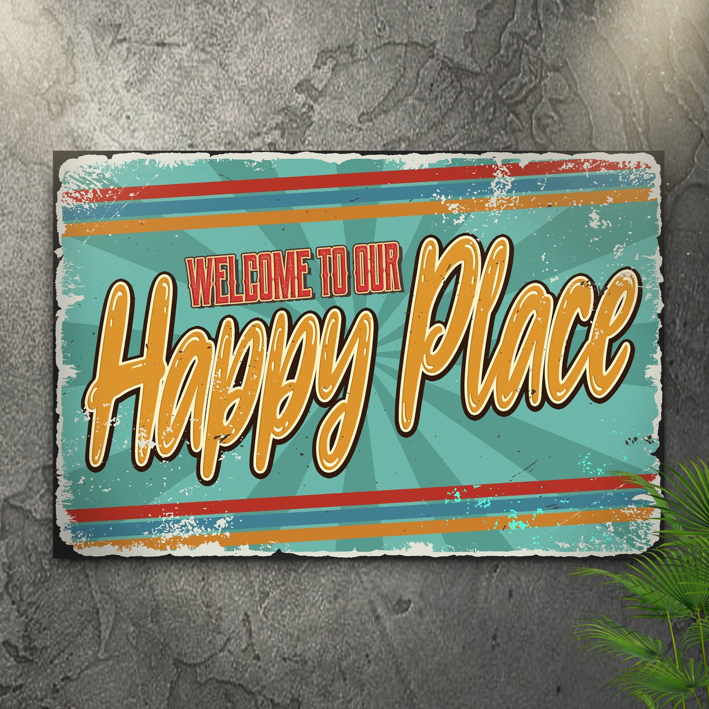 Welcome To Our Happy Place Sign - Image by Tailored Canvases