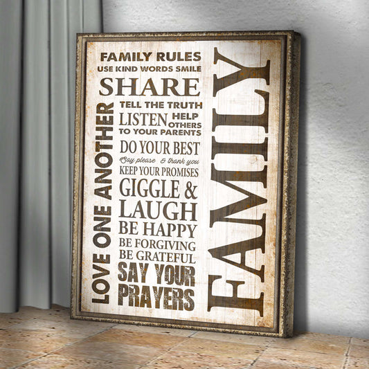Love One Another Family Rules Sign Style 2 - Image by Tailored Canvases
