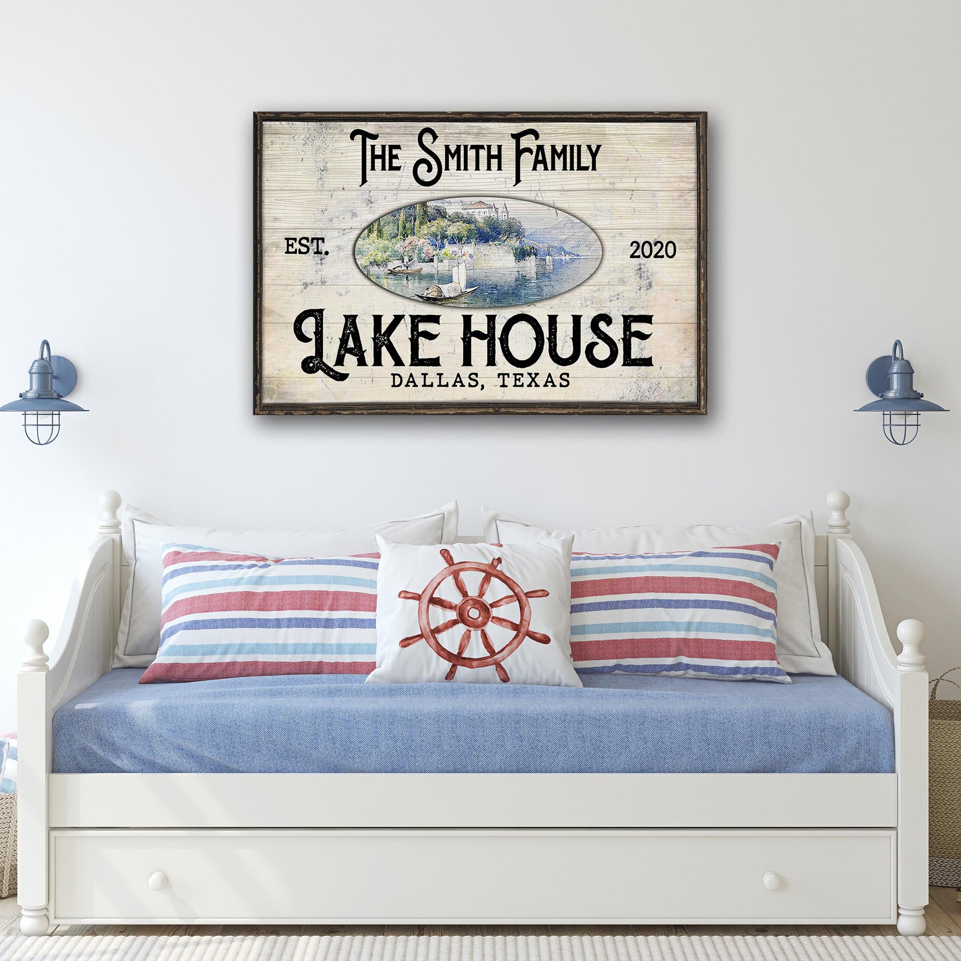 Family Lake House View Sign Style 2 - Image by Tailored Canvases