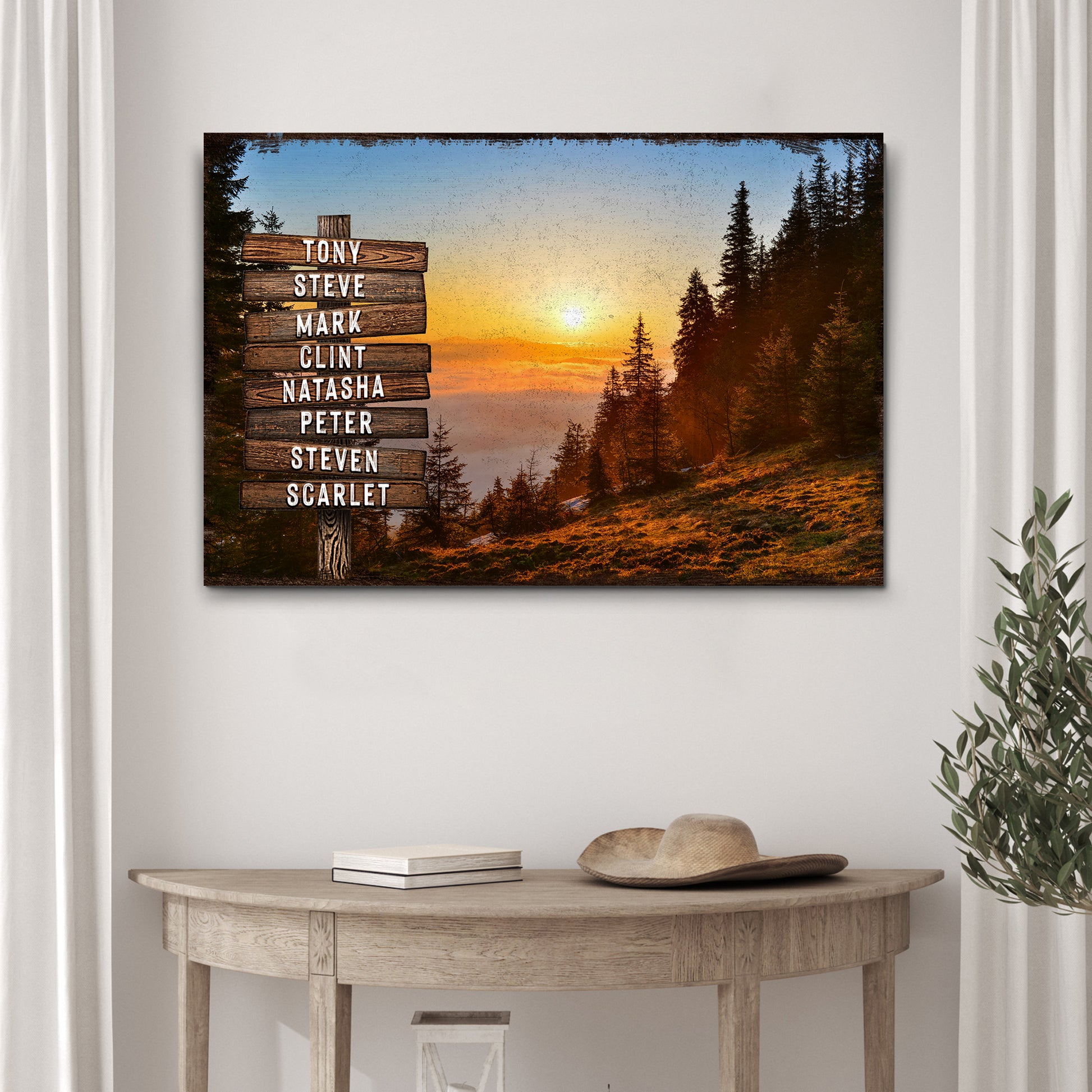 Sunrise Forest Family Name Sign Style 2 - Image by Tailored Canvases