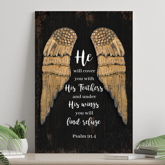 Psalm 91:4 He Will Cover You With His Feathers Sign - Image by Tailored Canvases