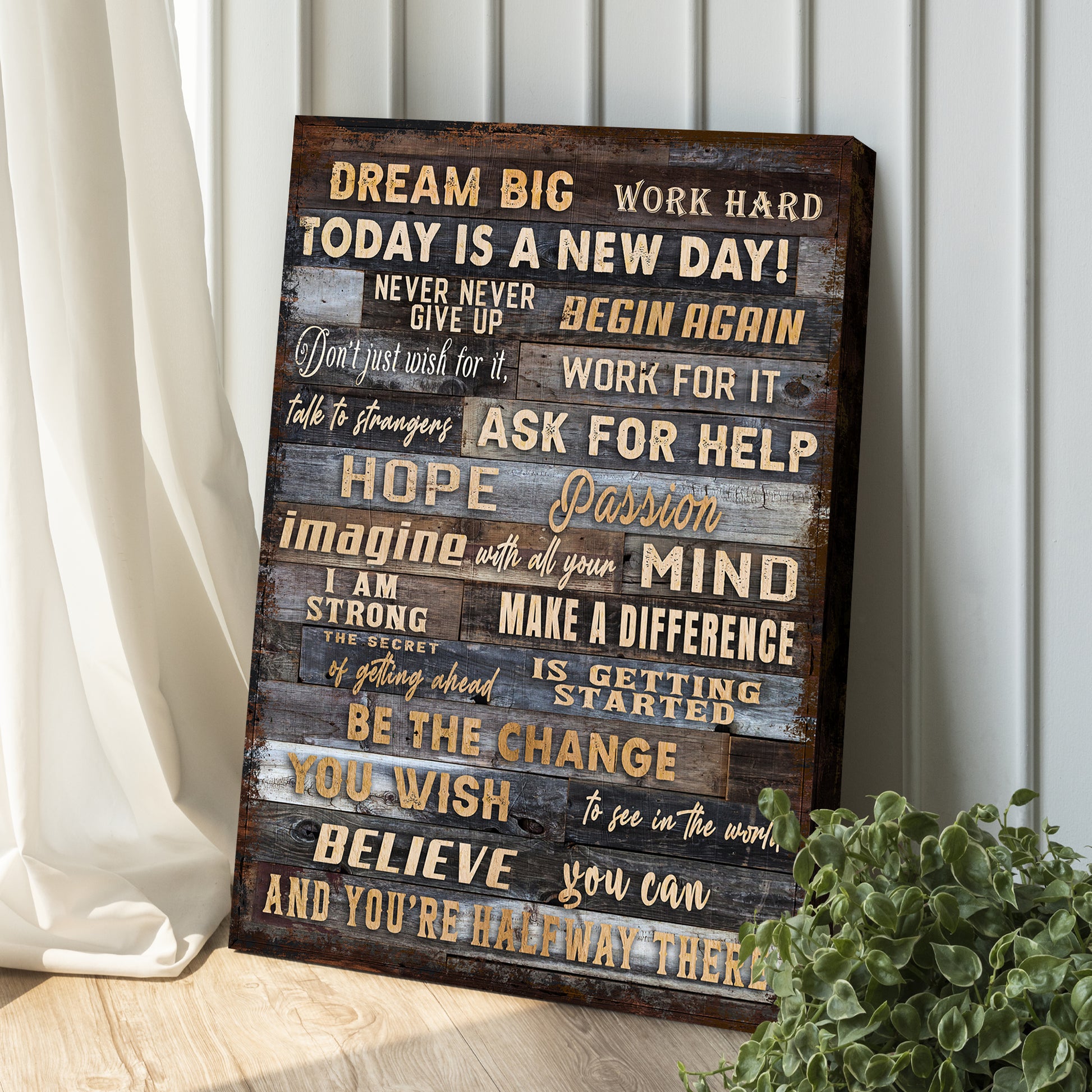 Dream Big Work Hard Motivation Sign Style 1 - Image by Tailored Canvases