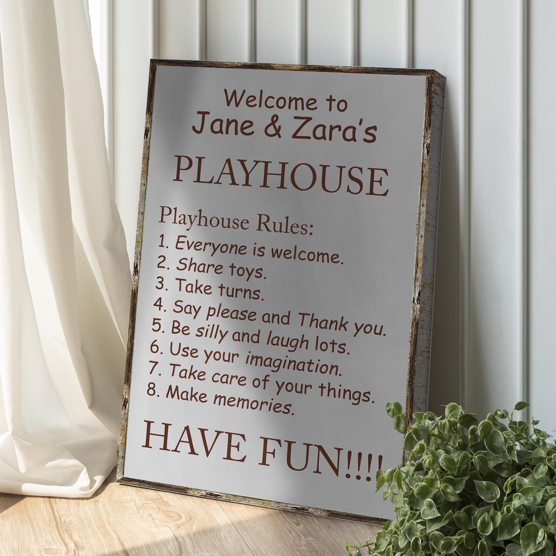 Kids Playhouse Rules Sign Style 2 - Image by Tailored Canvases