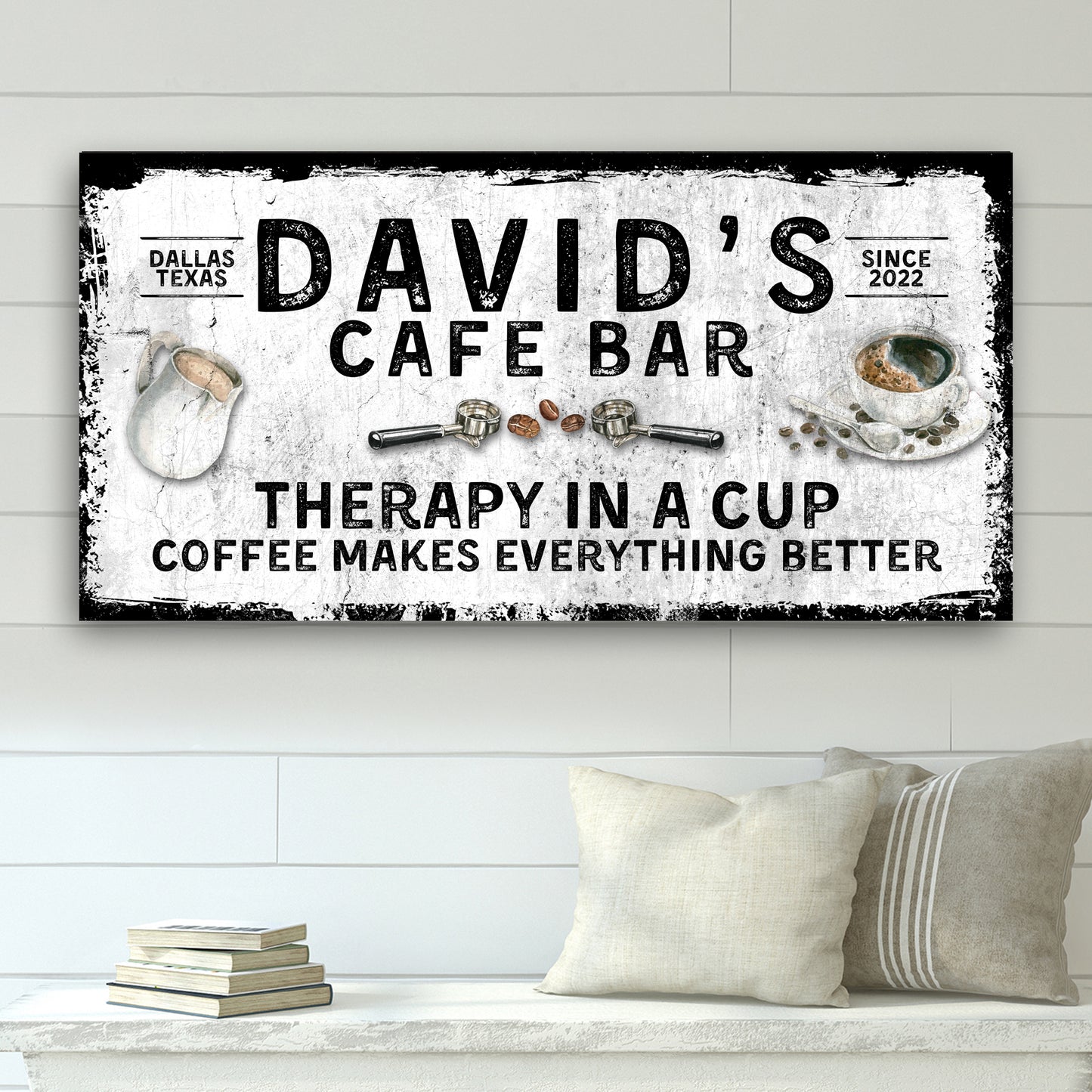 Therapy In A Cup Of Coffee Sign Style 2 - Image by Tailored Canvases