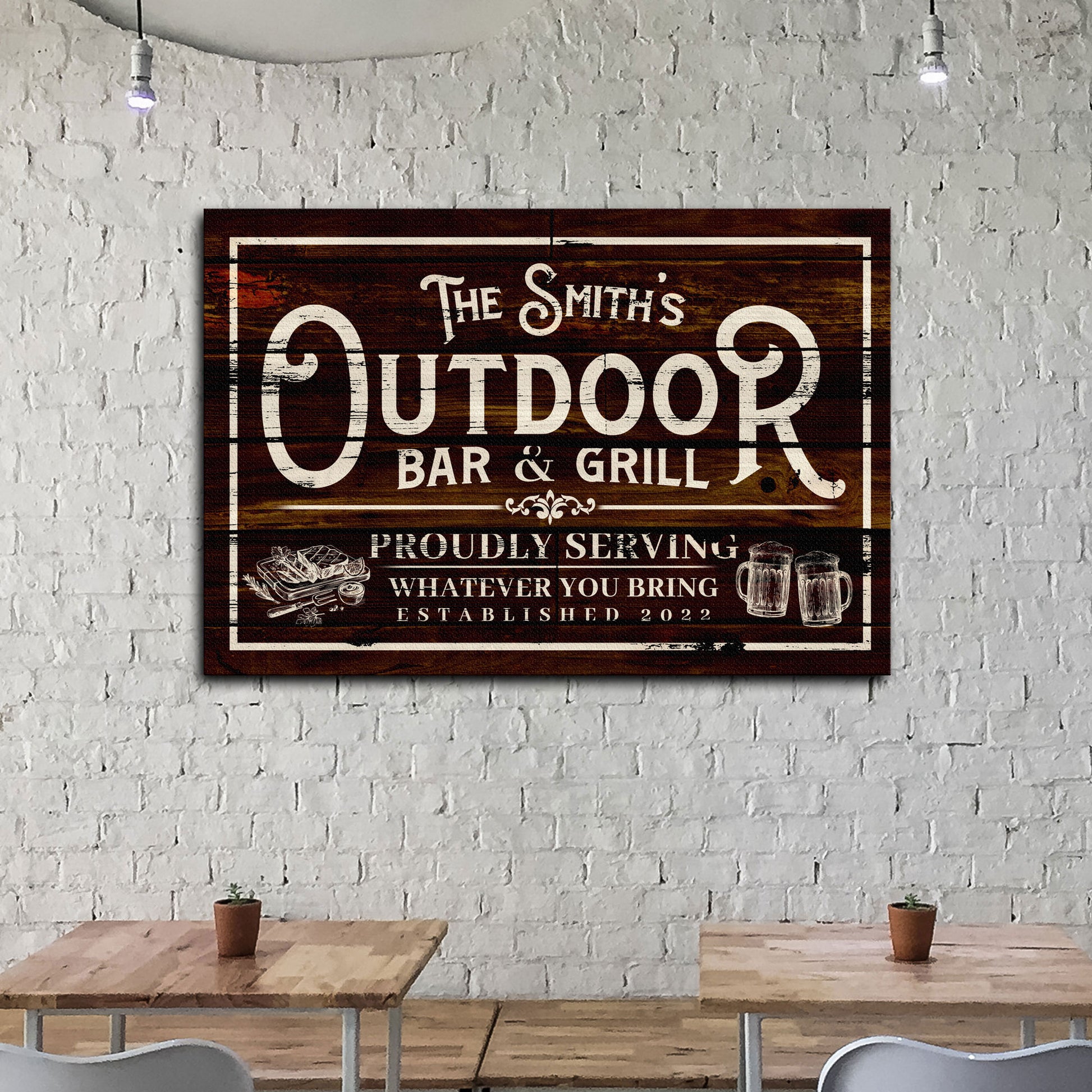 Family Outdoor Bar And Grill Sign II | Customizable Canvas Style 2 - Image by Tailored Canvases
