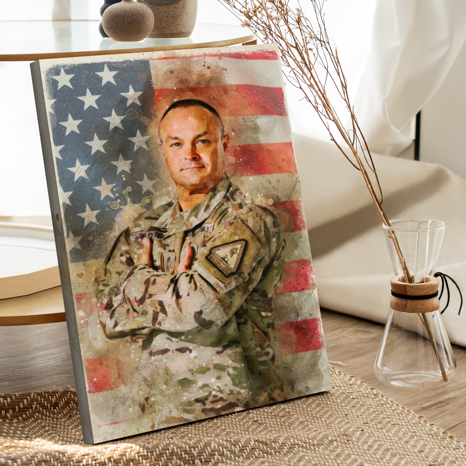 Veterans Watercolor Portrait Sign Style 1 - Image by Tailored Canvases