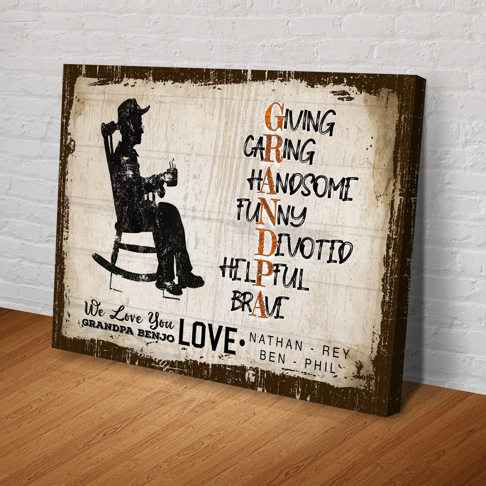 Devoted Grandpa Happy Father's Day Sign Style 2 - Image by Tailored Canvases