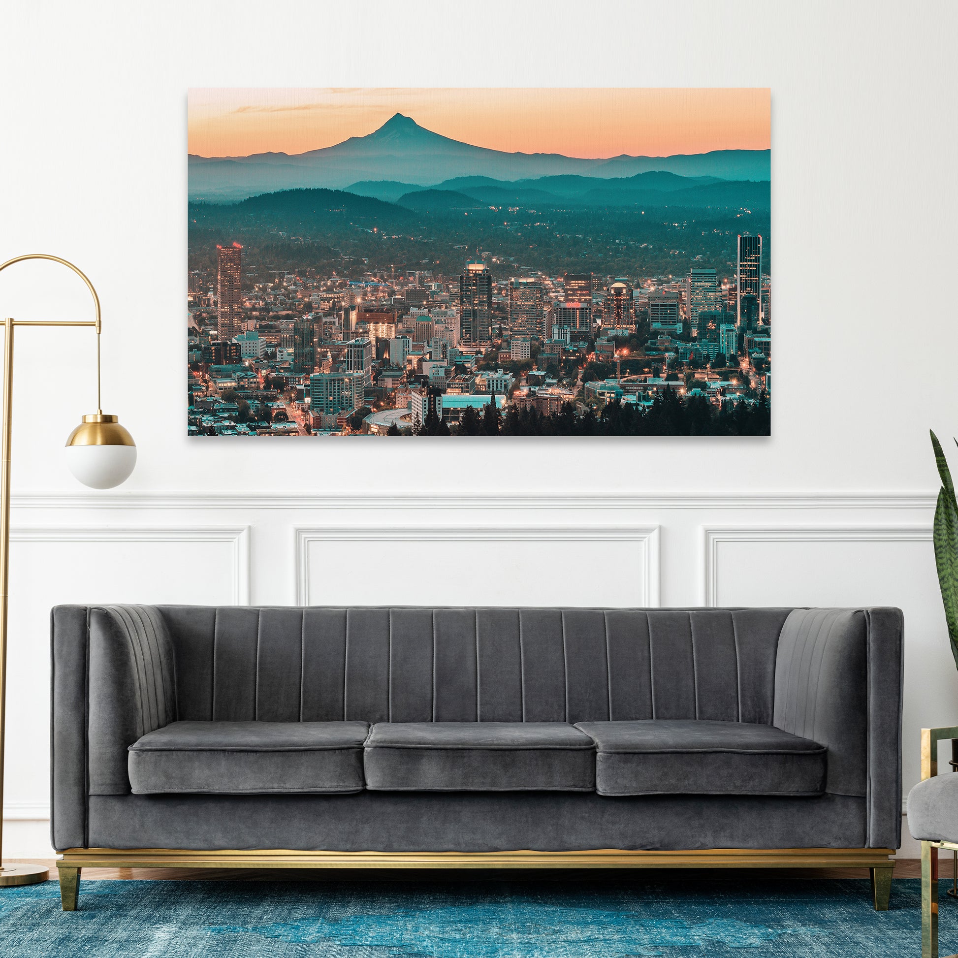 City Of Portland Skyline Canvas Wall Art Style 2 - Image by Tailored Canvases
