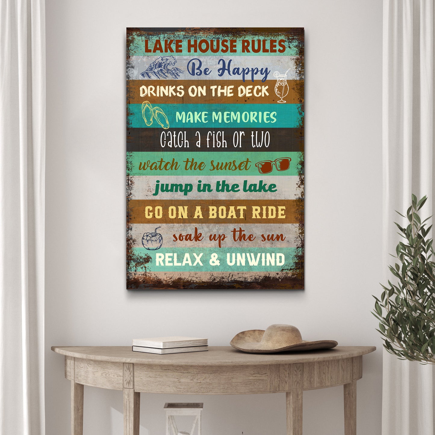 Lake House Rules Sign III Style 2 - Image by Tailored Canvases