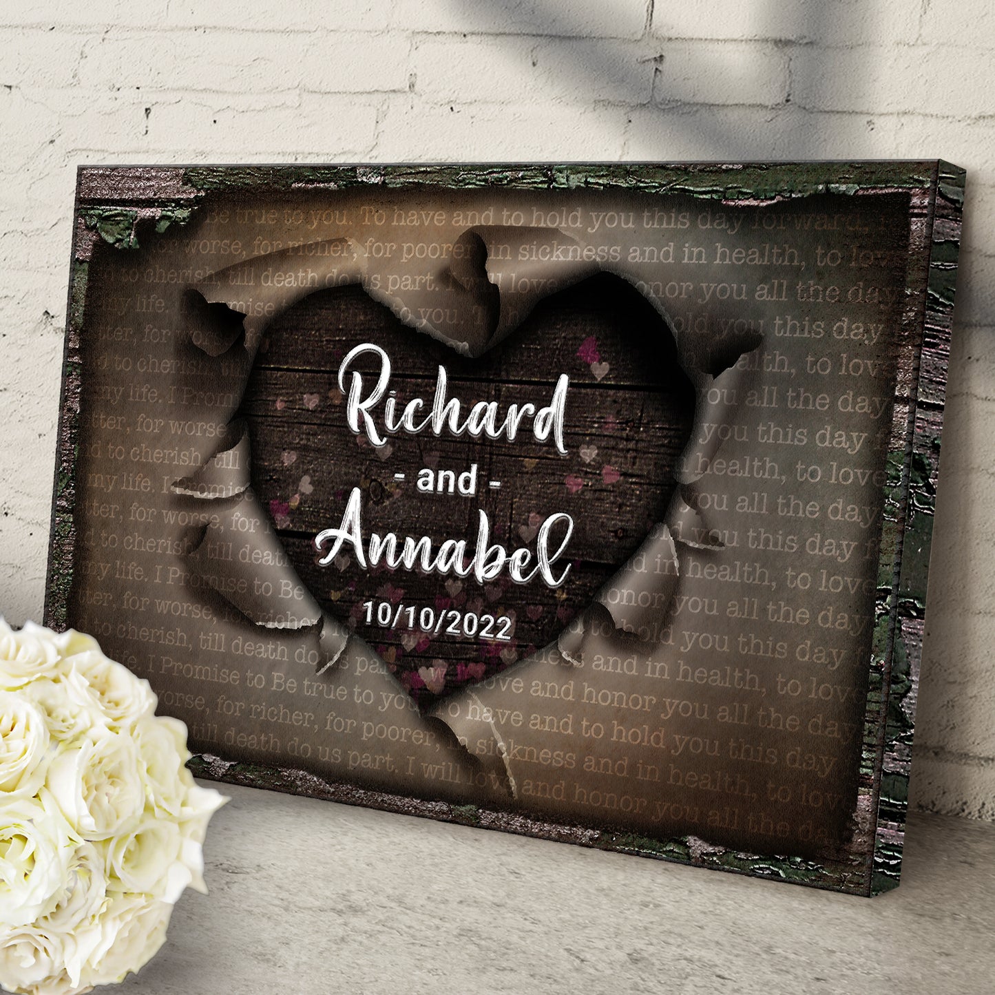 Unwrapped Heart Wedding Vows Sign Style 2 - Image by Tailored Canvases
