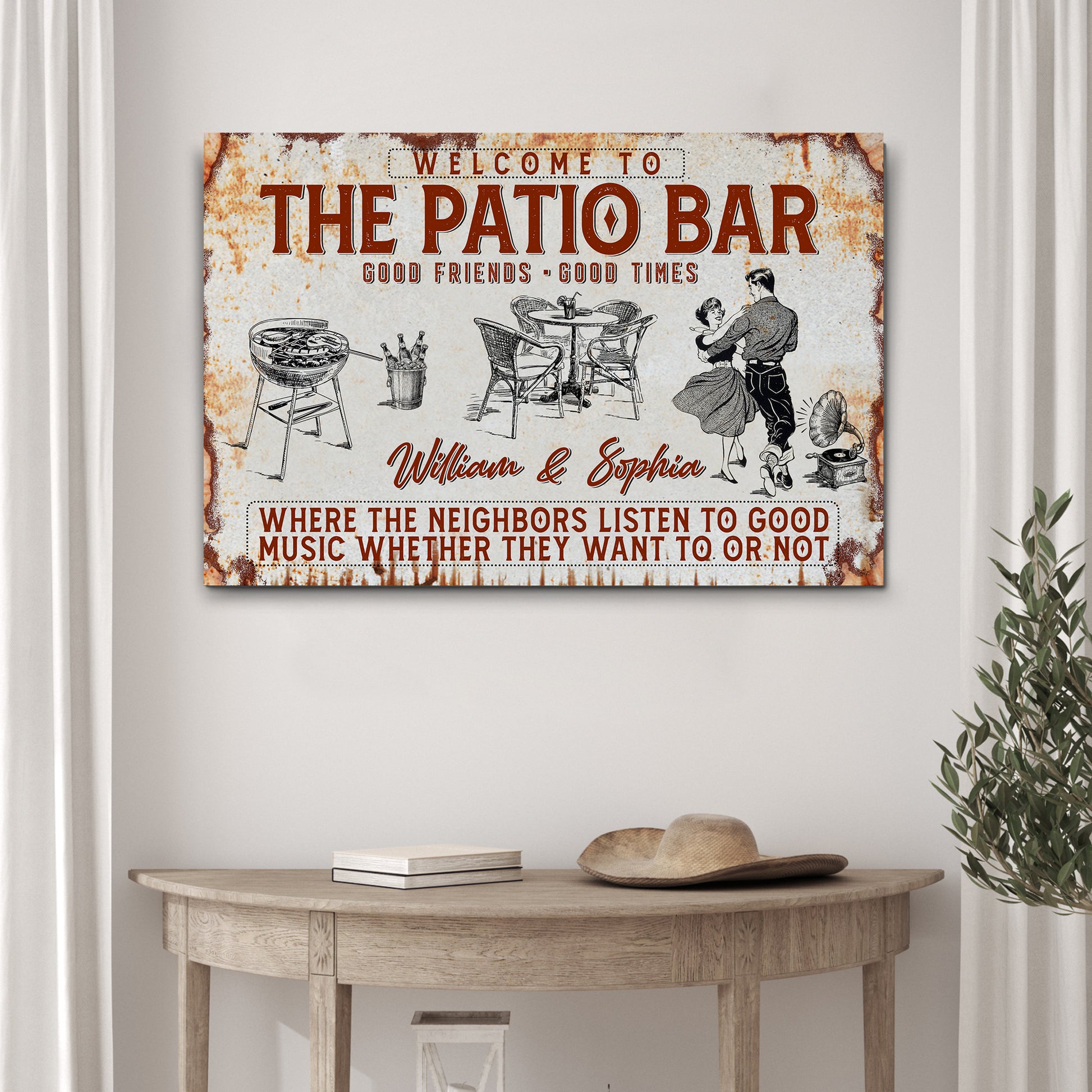Welcome To The Patio Bar Sign II | Customizable Canvas Style 2 - Image by Tailored Canvases