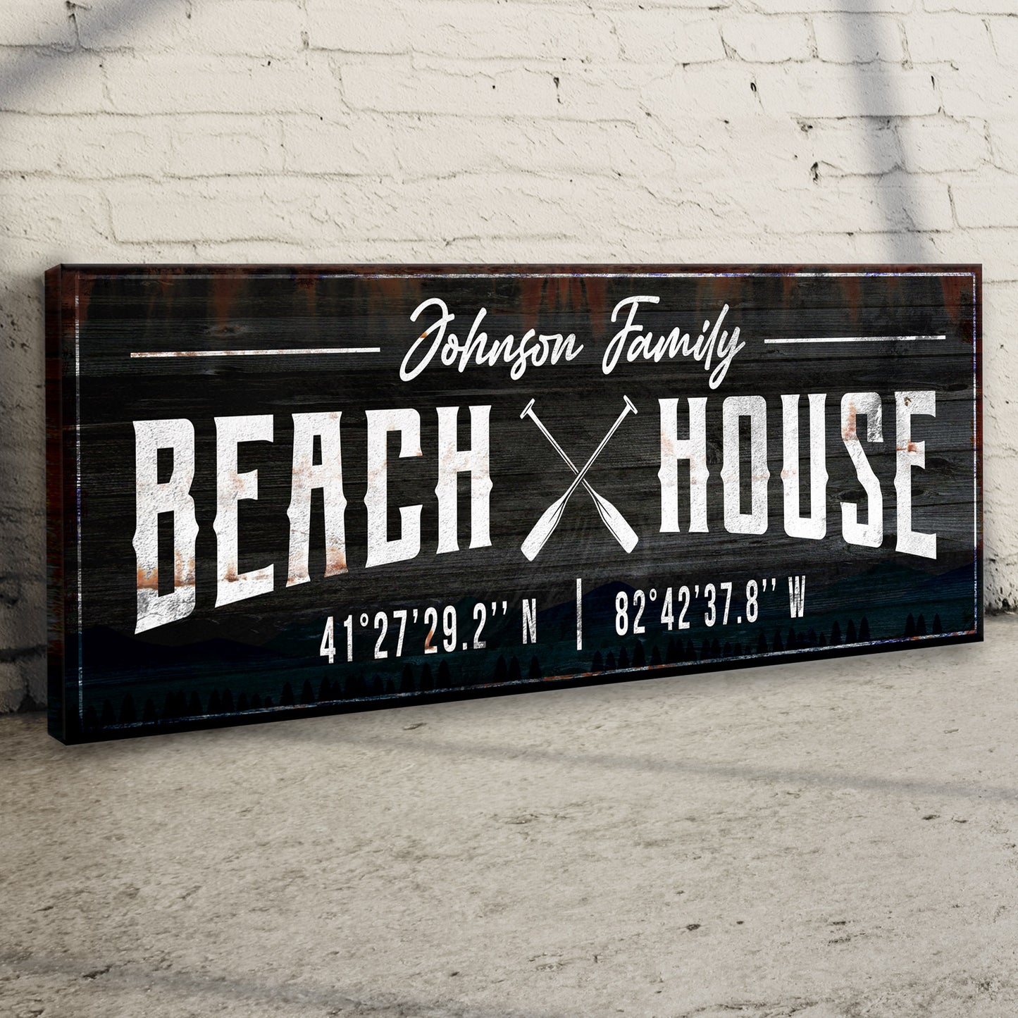 Family Beach House Coordinates Sign Style 2 - Image by Tailored Canvases