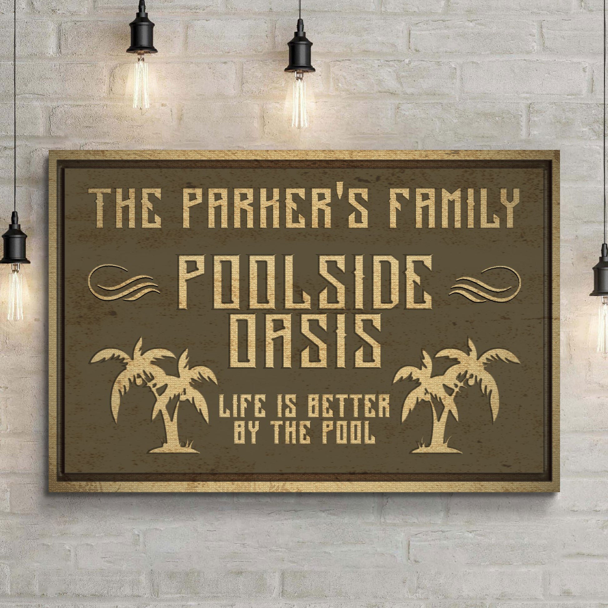 Family Poolside Oasis Sign Style 1 - Image by Tailored Canvases