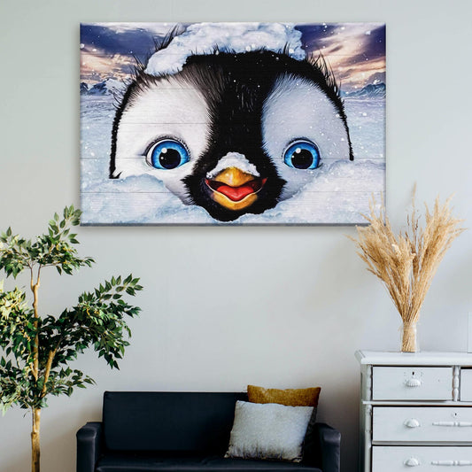 Penguin Peekaboo Painting Wall Art - Image by Tailored Canvases